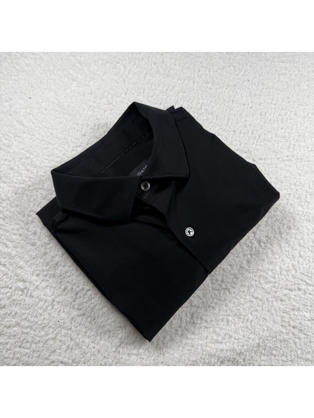 Bugatchi OoohCotton Tech Men’s Large Black Dress Shirt 3 Way Stretch Long Sleeve